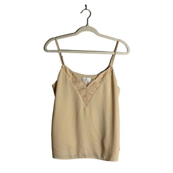 SOCIALITE Tops - Socialite Women's Beige Lace Trimmed Cami Tank Top